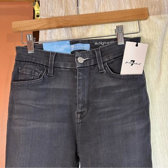 7 For All Mankind High Waist Ankle Skinny Jeans Stretch Washed Black $189 NWT 26 - Picture 6 of 11